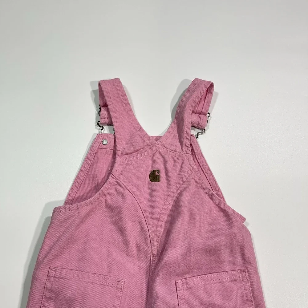 Carhartt Pink Bib Overalls Canvas Bibs Adjustable Straps Toddler Girls Size 3T